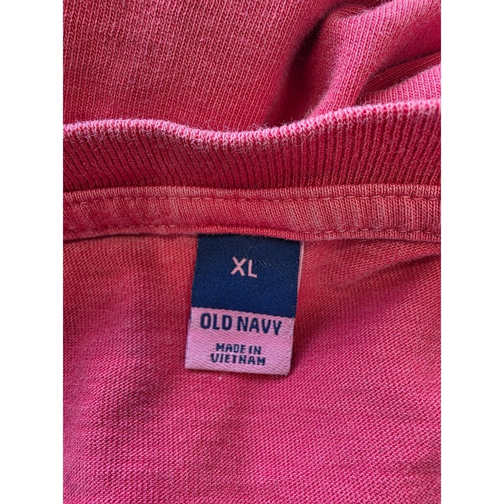 Old Navy Mens XL Human & Kind Graphic Long Sleeve T-Shirt Red Cotton Oversized - Picture 3 of 9